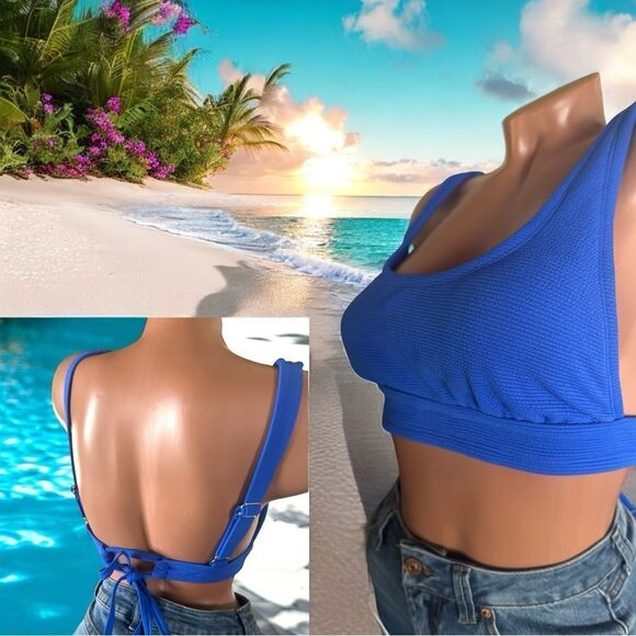 Xhilaration Bikini Top l Pull/Tie Back Design l Silver Hardware Adj l D/DDl EUC - Picture 9 of 9